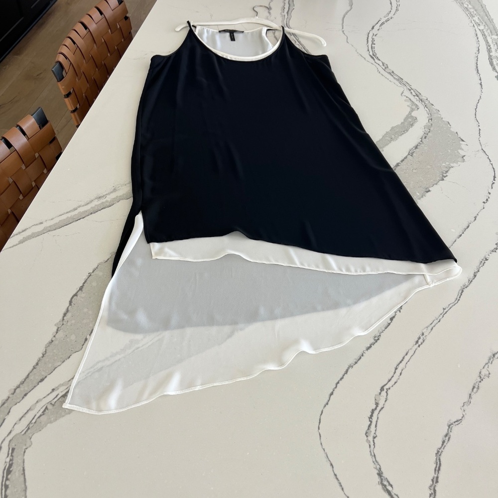 BCBG MaxAzaria High -Low Asymmetrical Slip Dress in black and white- Size M - Picture 5 of 7